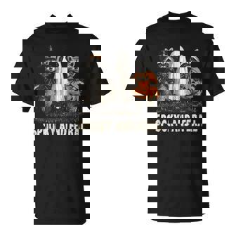 Spooky And Feral Halloween Cute Ghost Raccoon Trick Or Treat T-Shirt | Mazezy