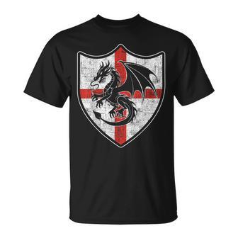St George's Cross Dragon England Flag English Vintage Shield T-Shirt - Thegiftio UK