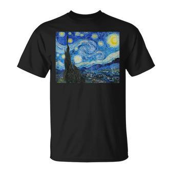 The Starry Night By Vincent Van Gogh 1889 Famous Painting T-Shirt - Monsterry