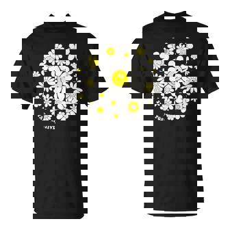 Stay Positive キュート スマイルフェイス 花 ハッピーフェイス 花 女の子 Tシャツ - Kawaiitshirt