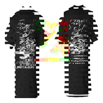 Stepping Into Junenth Afro Woman Black Girls Sneakers Men T-Shirt | Mazezy