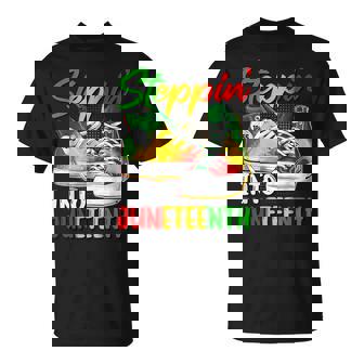 Stepping Into Junenth Afro Woman Black Girls Sneakers Men T-Shirt - Thegiftio