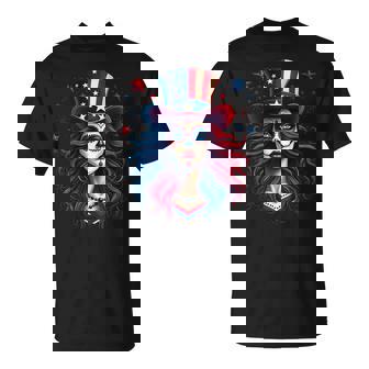 Sugar Skull 4Th Of July American Flag Skeleton Women T-Shirt - Monsterry