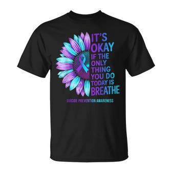 Suicide Prevention Awareness Sunflower Purple Teal Ribbon T-Shirt - Thegiftio UK