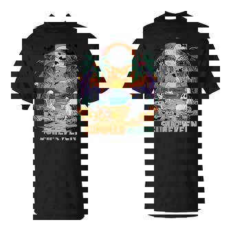 Summerween Skeleton Beach Party Halloween Vibes T-Shirt | Mazezy