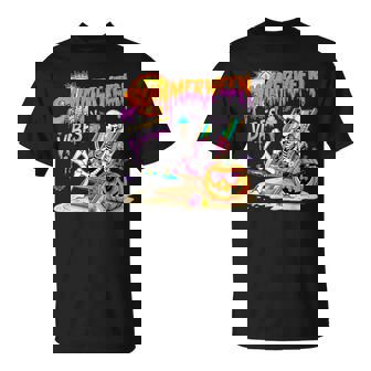 Summerween Vibes Skeleton Pumpkin Spooky Vacation T-Shirt - Thegiftio UK