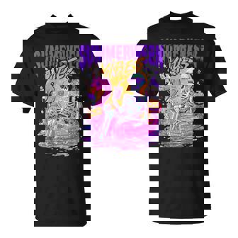 Summerween Vibes Spooky Skeleton Flamingo Pool Halloween T-Shirt - Thegiftio UK