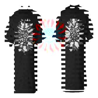 Sunflower American Flag 4Th Of July Merica Usa T-Shirt | Mazezy