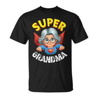 Super Grandma Hero Cape Flying Cartoon Grandmother T-Shirt - Thegiftio UK