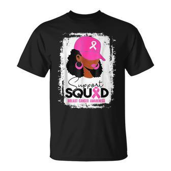 Support Squad Black Pink Hat Breast Cancer Awareness T-Shirt - Thegiftio UK
