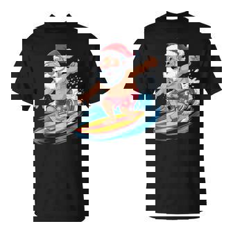 Surfen Weihnachtsmann Weihnachten Im Julitrand Urlaubommer T-Shirt - Geschenkecke