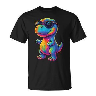 Süßer Dinosaurier In Regenbogenfarben T-Shirt - Geschenkecke