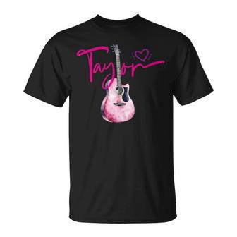 Taylor Nombre Amo A Taylor Girl Linda Guitarra In Mangas Camiseta unisex - Regaloses