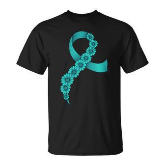Teal Ribbon Supporter Ovarian Cancer Awareness T-Shirt - Thegiftio UK