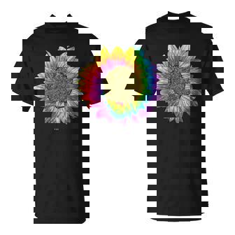 Tie Dye Girasol Peace Love 60S 70S Hippie Retrointage Cuello Camiseta unisex - Regaloses