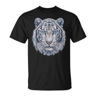 Tiger Lover 青い目の動物 ホワイトタイガー Tシャツ - Kawaiitshirt
