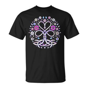 Triquetta ケルティック 保護ルーン 花とハート Tシャツ - Kawaiitshirt