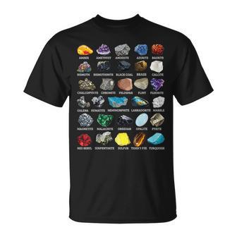 Types Of Rocks & Minerals Gemology & Geology Educational T-Shirt - Thegiftio UK