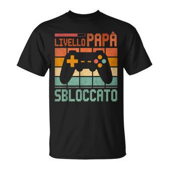 Uomo Livello Padrebloccato Giocatore Papà Nascita Annuncio Maglietta - Novitaregali