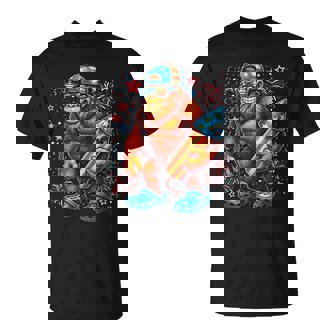 Usa American Flag Patriotic Sasquatch Bigfoot 4Th Of July T-Shirt - Thegiftio UK