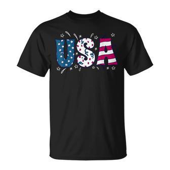 Usa Bold 4Th Of July Independence Day Patriotic Usa Flag T-Shirt - Thegiftio UK