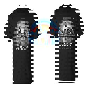 Vintage Chicago Illinois City Skyline Retro T-Shirt - Thegiftio