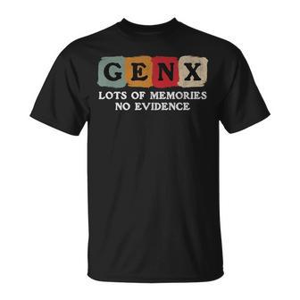 Vintage Generation X Gen X Lots Of Memories No Evidence T-Shirt - Thegiftio UK