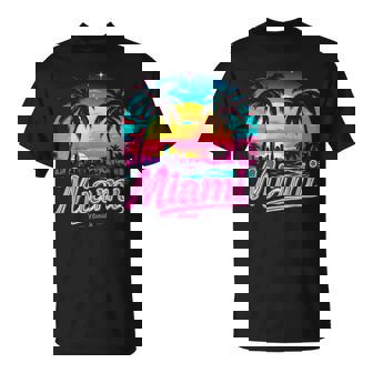 Vintage Miami Beach – Retro 305 Florida Sunset Graphic T-Shirt - Thegiftio