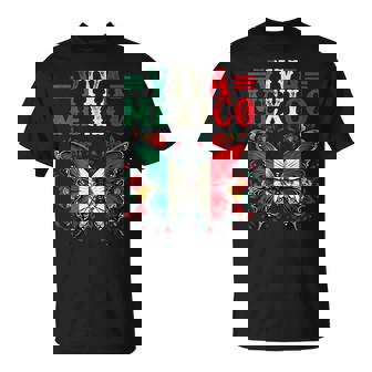 Viva Mexico Independence Butterfly Flag Mexico Girl Women T-Shirt | Mazezy