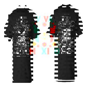Viva Mexico Mexican Butterfly Independence Day Flag Mexico T-Shirt | Mazezy