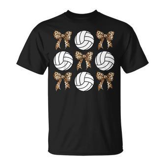 Volleyball Coquette Bow Volleyball Mom Sister Girly Bow T-Shirt - Monsterry