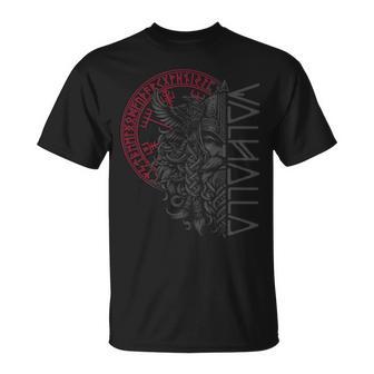 Walhalla Odin Mit Raben Runen Nordischer Kompass Wikinger T-Shirt - Geschenkecke