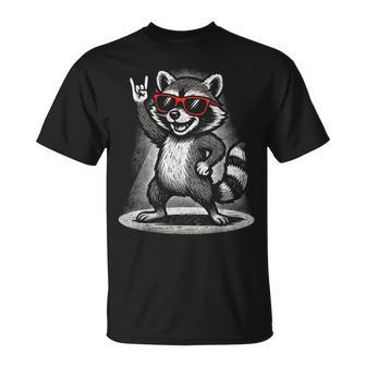 Waschbär Rocker Hard Rock Heavy Metal 80Er Jahre 90Er Jahre T-Shirt - Geschenkecke