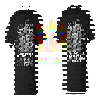 We Are All Human レインボー Lgbt Lgbtq トランスジェンダー ハンドフラワー Tシャツ - Kawaiitshirt