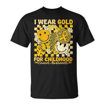 I Wear Gold For Childhood Cancer Awareness Gold Ribbon Bolt T-Shirt - Thegiftio UK