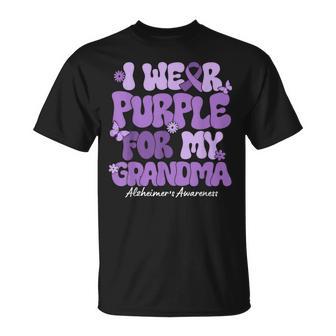 I Wear Purple For My Grandma Alzheimers Awareness Support T-Shirt - Thegiftio UK