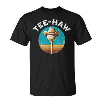 Western Haw Y'all Golf Ball Cowboy Southern Retro T-Shirt - Thegiftio UK