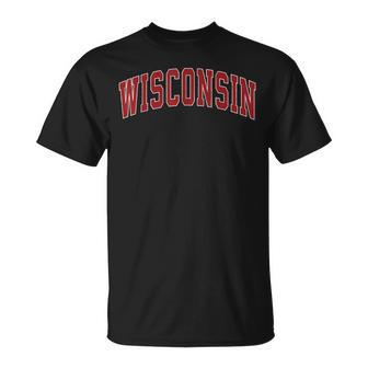 Wisconsin Wi Vintage Athletic Sports Style 80S 90S T-Shirt - Thegiftio