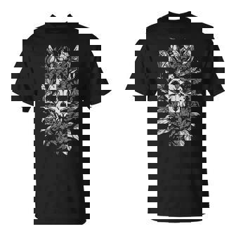 Witch Aesthetic Goth Grunge Punk Emo Botanical Cat Skull T-Shirt - Cadeauxyz