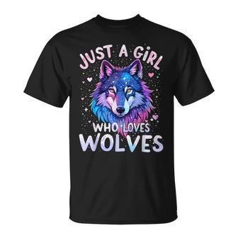 Wolf Colorful Just A Girl Who Loves Wolves T-Shirt - Thegiftio UK