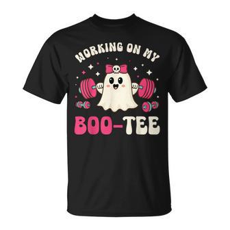 Working On My Boo Gym Halloween Dead Lift Ghost T-Shirt - Thegiftio UK