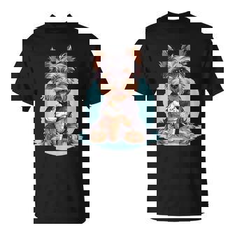 Yorkie Dog アニメ アイスクリームを食べる 夏 かわいい Tシャツ - Kawaiitshirt