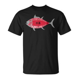 【マグロ部位】肉の部位 鮪 魚 寿司 釣り 水産 漁師 鮨 まぐろ 定食 部位 おもしろ 面白い ネタ ウケ狙い Tシャツ - Kawaiitshirt