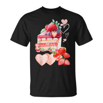 いちご ショートケーキ スイーツ デザート かわいい 春 お菓子、おしゃれ、パティシエ、ハート、カジュアル Tシャツ - Kawaiitshirt