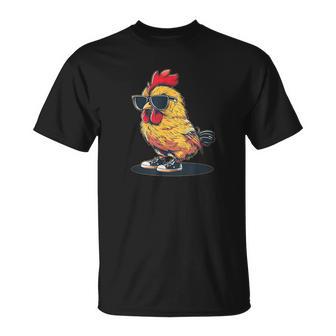 おもしろチキンウェア サングラスと靴 男の子と女の子向け Tシャツ - Kawaiitshirt