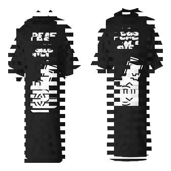 お願い スマイル アート オブ 写真 カメラマン カメラマン Tシャツ - Kawaiitshirt