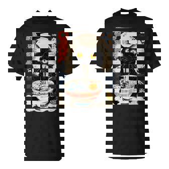 かわいい 猫 食べる ラーメン 麺 面白い アニメ Tシャツ - Kawaiitshirt