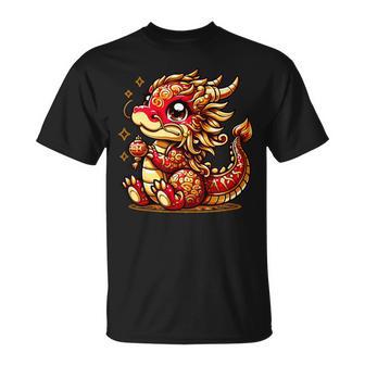 かわいい かわいい 赤 金 龍 中国 旧正月 縁起物 Tシャツ - Kawaiitshirt