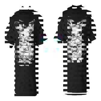 かわいいエステティックイースターボウタイバニーウサギメガネ付き Tシャツ - Kawaiitshirt