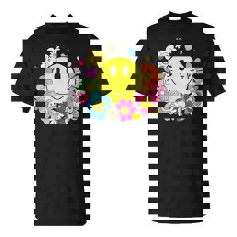 かわいいスマイルフェイス 花 ハッピーフェイス 花 ハート キッズ ガールズ Tシャツ - Kawaiitshirt